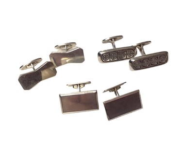Lot 68 - Three pair of modernist silver cufflinks to include a pair of Norwegian silver cufflinks by David Andersen, a pair of Danish silver cufflinks by S. Christian Fogh and a pair of Swedish silver (830...
