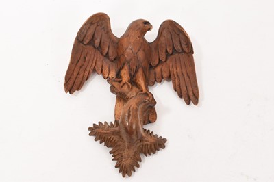 Lot 977 - 19th century Black Forest carved wood coat hook, modelled as an eagle