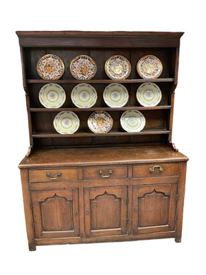 Lot 1416 - Mid 18th century oak high dresser