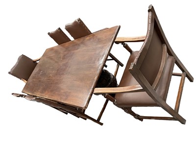 Lot 1417 - 17th century style oak refectory table and en-suite set of six Cromwellian style chairs