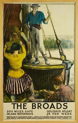 Lot 1251 - *Gerald Spencer Pryse (1882-1956) Norfolk L.N.E.R travel poster - The Broads, 101cm x 62.5cm, in glazed frame