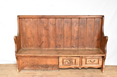Lot 1424 - 19th century pine tavern settle