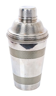 Lot 382 - 1930s Hardy Bros. Ltd silver plated cocktail shaker of tapering form