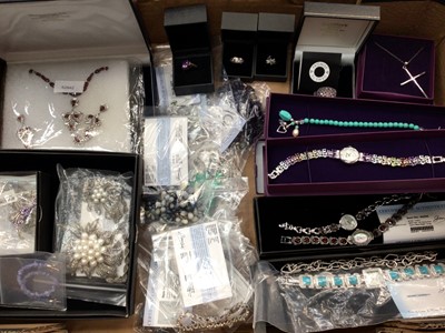 Lot 1052 - Quantity of Gems TV silver gem set jewellery and wristwatches, mostly as new with certificates