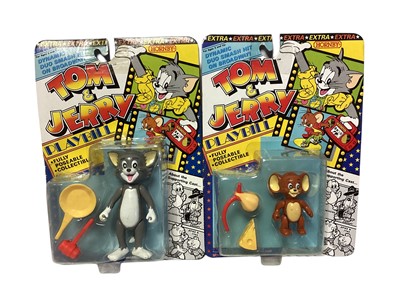 Lot 285 - Hornby (c1989) Tom & Jerry Playbill action figures including Tom, Jerry, Spike, Tyke, Droopy & Quacker, on card with bubblepack (complete set) (6)