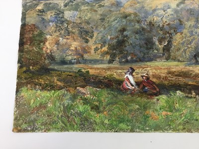Lot 92 - 19th century watercolour, figures in an extensive landscape before Windsor castle