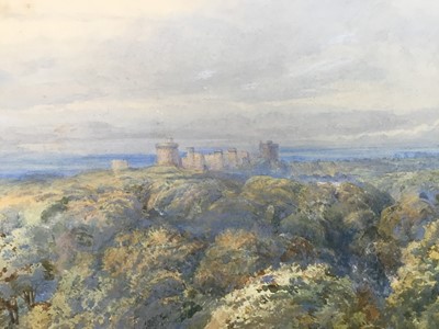Lot 92 - 19th century watercolour, figures in an extensive landscape before Windsor castle