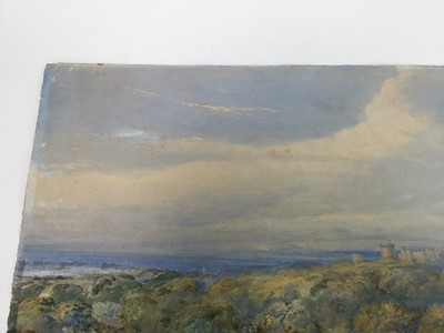Lot 92 - 19th century watercolour, figures in an extensive landscape before Windsor castle