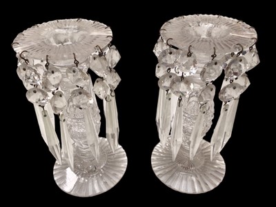 Lot 137 - Pair of cut glass lustres