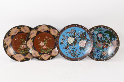 Lot 965 - Two pairs of Japanese cloisonné  wall chargers