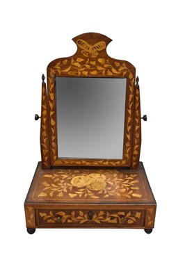 Lot 1476 - Early 19th century Dutch marquetry toilet mirror