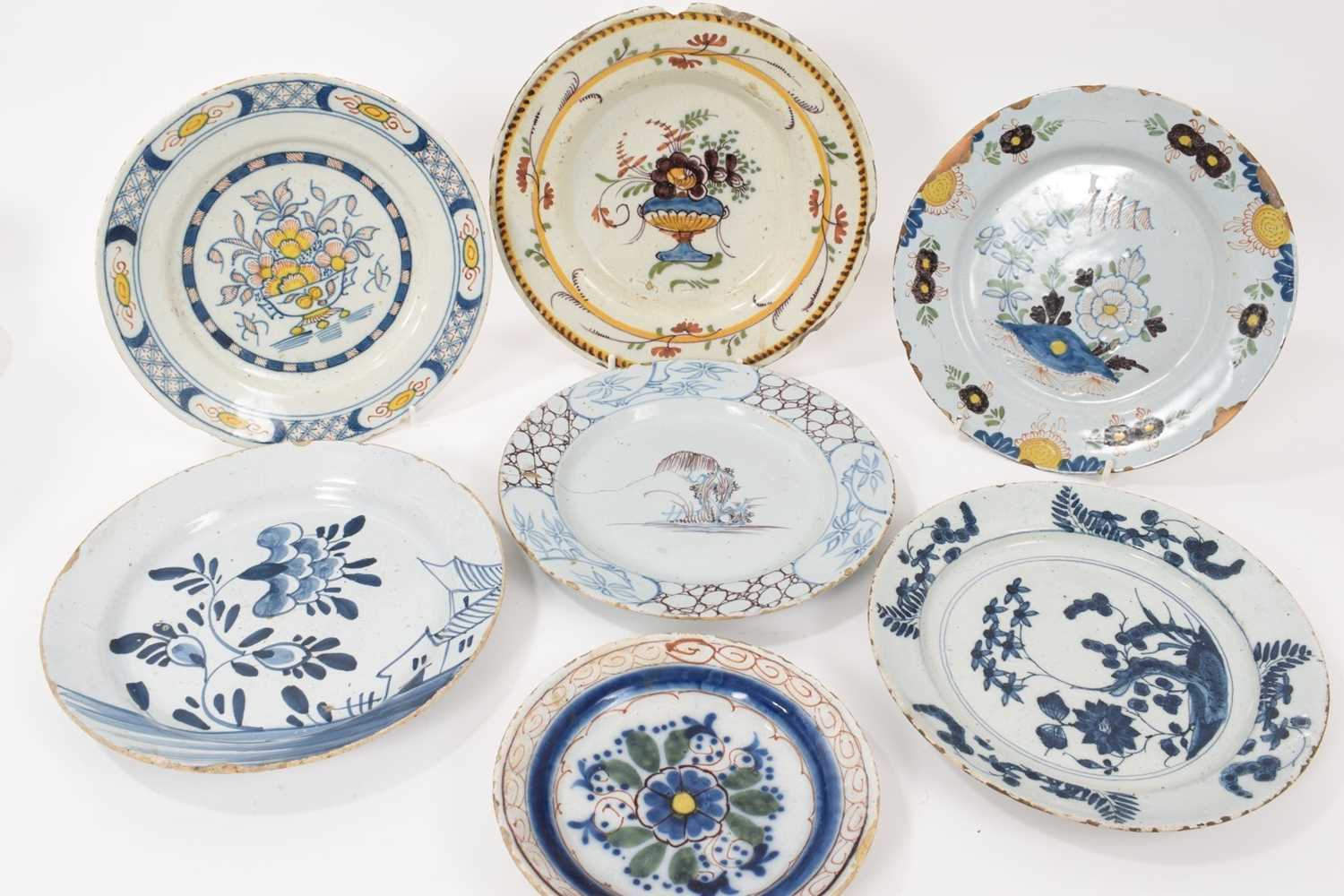 Lot 18 - Seven assorted Delftware plates
