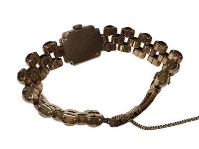 Lot 217 - 1950s Longines ladies wristwatch on replacement gold plated bracelet, together with the same design 9ct gold bracelet