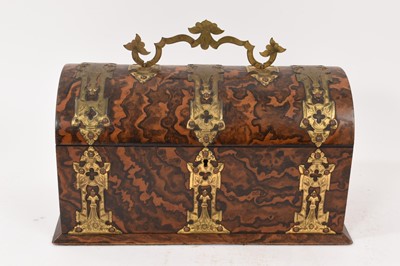 Lot 989 - Victorian grained walnut dome topped tea caddy with brass mounts