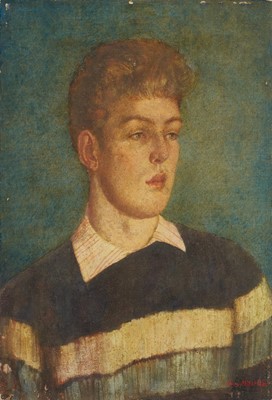 Lot 1176 - *Mary Millar Watt (1924-2023) oil on board - Tony, signed, label verso, 51 x 35cm
