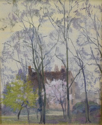 Lot 1180 - Amy Watt (1900-1956) oil on board - Muniment House, Dedham, titled to label verso 24 x 20cm, framed