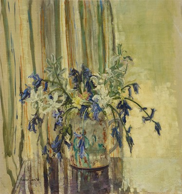 Lot 1187 - Amy Watt (1900-1956) oil on board - Spring flowers in a vase, signed, 43 x 40cm