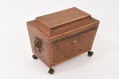 Lot 735 - 19th century mahogany two division tea caddy on claw and ball feet