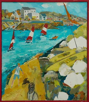 Lot 1309 - Lynn Bushell (b.1946) oil on canvas - Fête de la Mer, Carteret, signed, 81cm x 71cm, framed