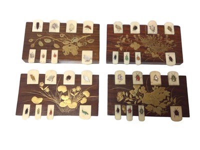 Lot 736 - Set of four late 19th / early 20th century Japanese gilt lacquered, ivory and shibyama whist markers