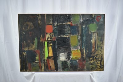 Lot 1329 - *Robert Sadler (1909-2001) acrylic on board - Abstract, signed, 52 x 77cm, framed