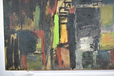 Lot 1329 - *Robert Sadler (1909-2001) acrylic on board - Abstract, signed, 52 x 77cm, framed