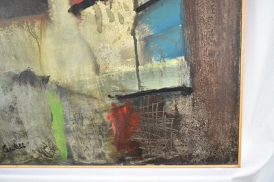 Lot 1330 - *Robert Sadler (1909-2001) oil on board, 'Sgraffito 1964' signed, 77cm x 52cm. Exhibited: Festival Gallery, Aldeburgh 1966
