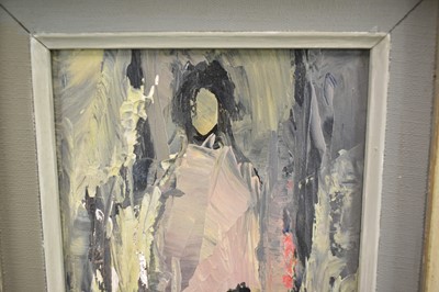 Lot 1334 - *Robert Sadler (1909-2001) acrylic on board - Girl in smock, signed, 28cm x 15cm