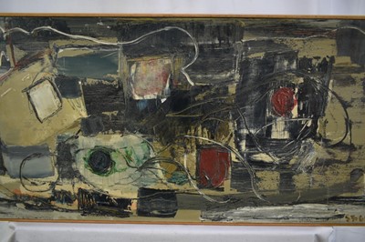 Lot 978 - *Robert Sadler (1909-2001) acrylic on board, Painting II, Spring 1958, signed, 32 x 77cm