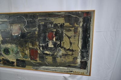 Lot 978 - *Robert Sadler (1909-2001) acrylic on board, Painting II, Spring 1958, signed, 32 x 77cm