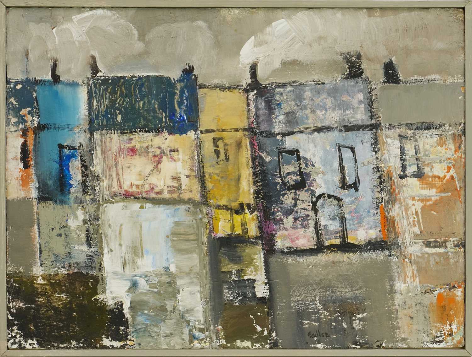 Lot 1332 - *Robert Sadler (1909-2001) acrylic on board - Houses at Aldeburgh, signed, 30cm x 41cm