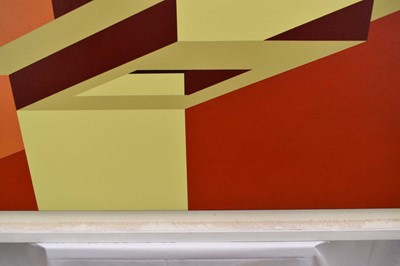 Lot 1322 - Ron Sims (1944-2014) acrylic on canvas - Extended Yellow Winter Deer, 61cm x 122cm, framed
