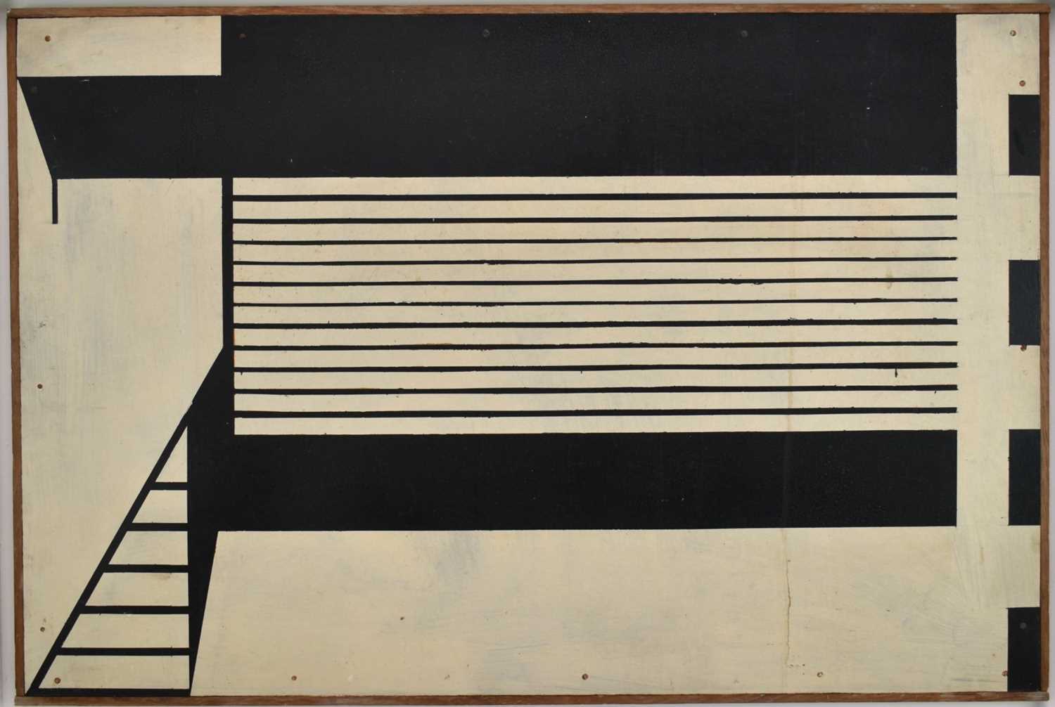 Lot 1323 - Ron Sims (1944-2014) acrylic on panel - Anchorage Cabin, 61cm x 91cm, framed