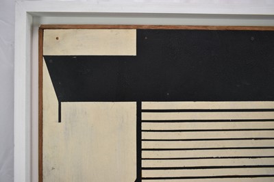 Lot 1323 - Ron Sims (1944-2014) acrylic on panel - Anchorage Cabin, 61cm x 91cm, framed