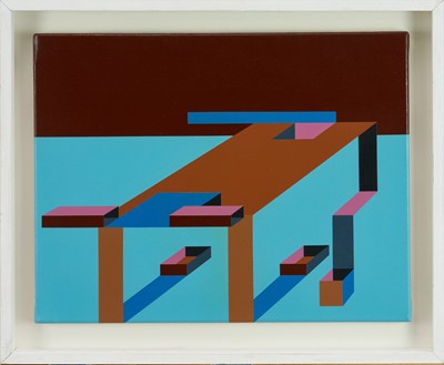 Lot 1326 - Ron Sims (1944-2014) acrylic on canvas - Frolicking Young Bull, 2012, 35cm x 45cm, in glazed frame
