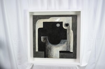Lot 1327 - Ron Sims (1944-2014) acrylic on canvas - Bob, 50cm x 50cm, in glazed frame