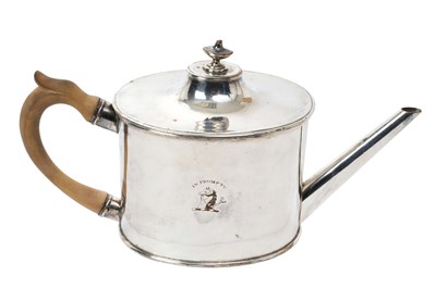 Lot 442 - Late 18th century Old Sheffield Plate Batchelor tea pot of oval form