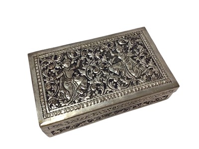 Lot 443 - Thai or Burmese silver box of rectangular form, with hinged cover