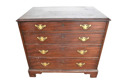 Lot 1509 - Good George II mahogany dressing chest, with four graduated oak lined drawers