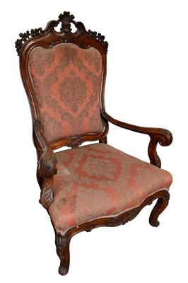 Lot 1514 - Good 18th century Portuguese walnut open armchair