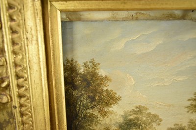 Lot 1224 - James Stark (1794-1859) oil on panel - figure on a track beside a river, 31cm x 26cm, in gilt frame