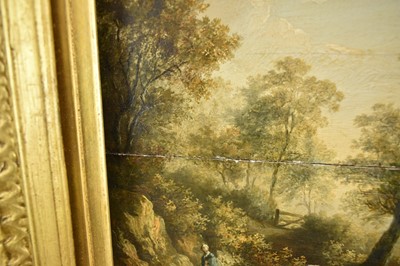 Lot 1224 - James Stark (1794-1859) oil on panel - figure on a track beside a river, 31cm x 26cm, in gilt frame