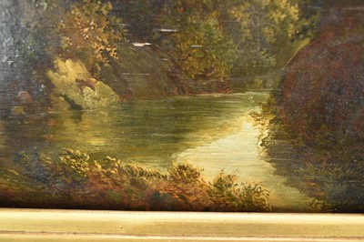 Lot 1224 - James Stark (1794-1859) oil on panel - figure on a track beside a river, 31cm x 26cm, in gilt frame
