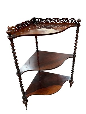 Lot 1526 - Early 20th century rosewood corner whatnot