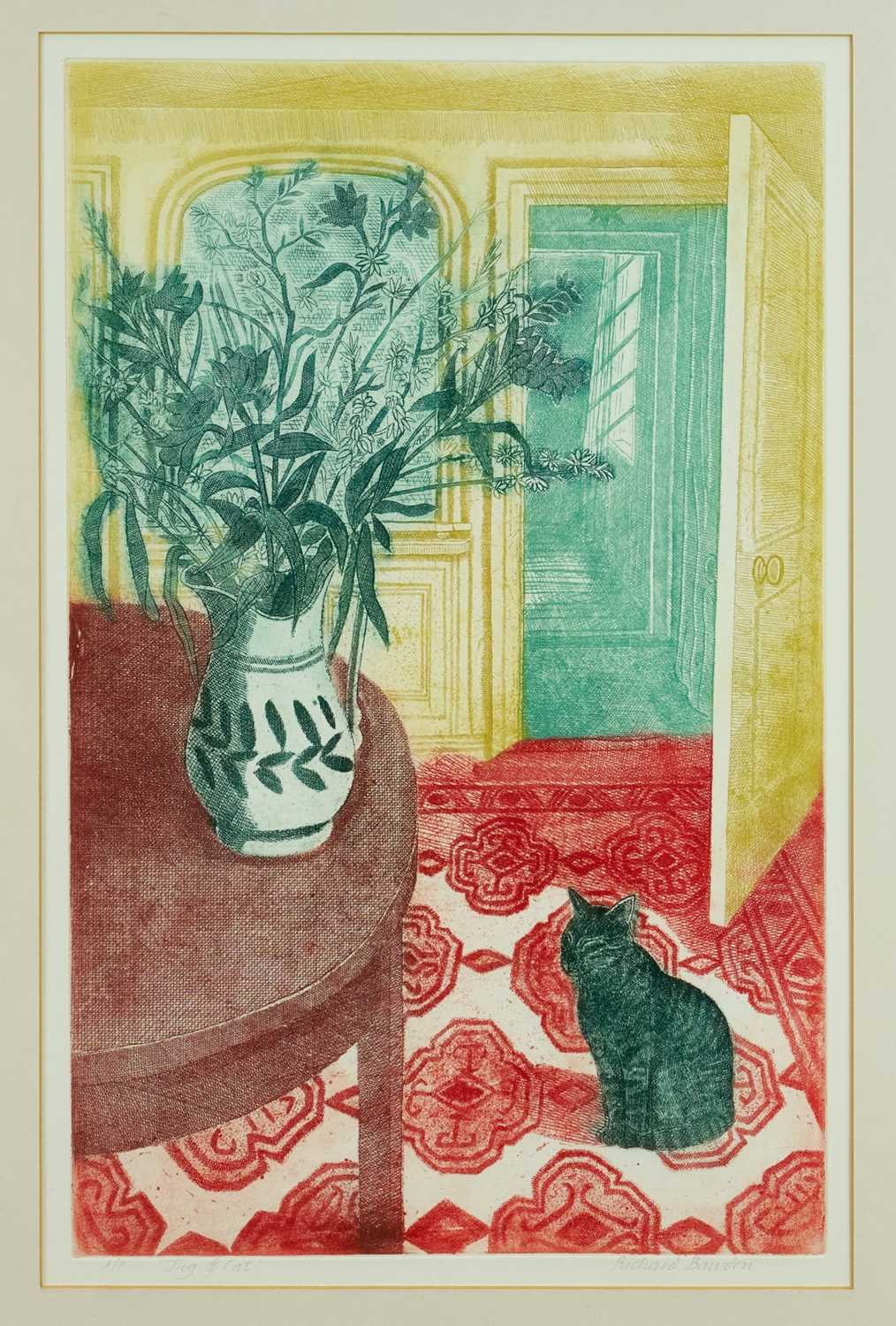 Lot 1342 - *Richard Bawden (b.1936) etching, signed Artist's Proof - Jug and Cat, 57cm x 36cm, in glazed frame