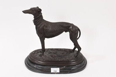 Lot 732 - Manner of Mene: Bronze study of a greyhound