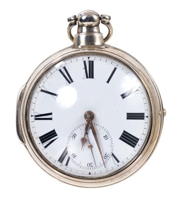 Lot 654 - Early 19th century silver open pair-cased pocket watch and another similar