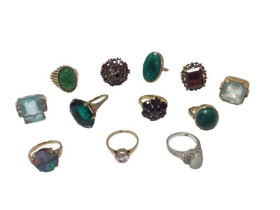 Lot 590 - Group of 12 gold and gem-set dress rings various