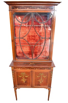 Lot 1546 - Edwardian satinwood and polychrome painted display cabinet