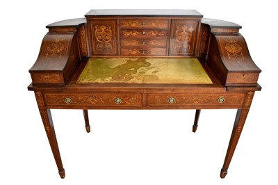 Lot 1545 - Edwardian mahogany and marquetry Carlton House desk